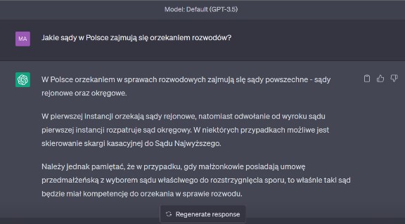 chatGPT 3.5, sample query result