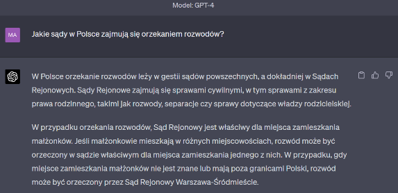 chatGPT 4.0, sample query result
