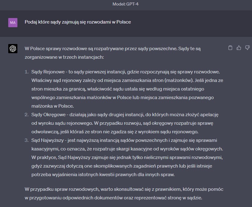 chatGPT 4.0, sample query result
